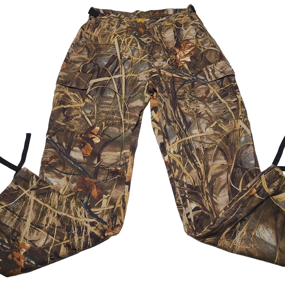 Whitewater Ducks Unlimited Pants Mens Medium Tan Camo Cargo Adjustable Waist